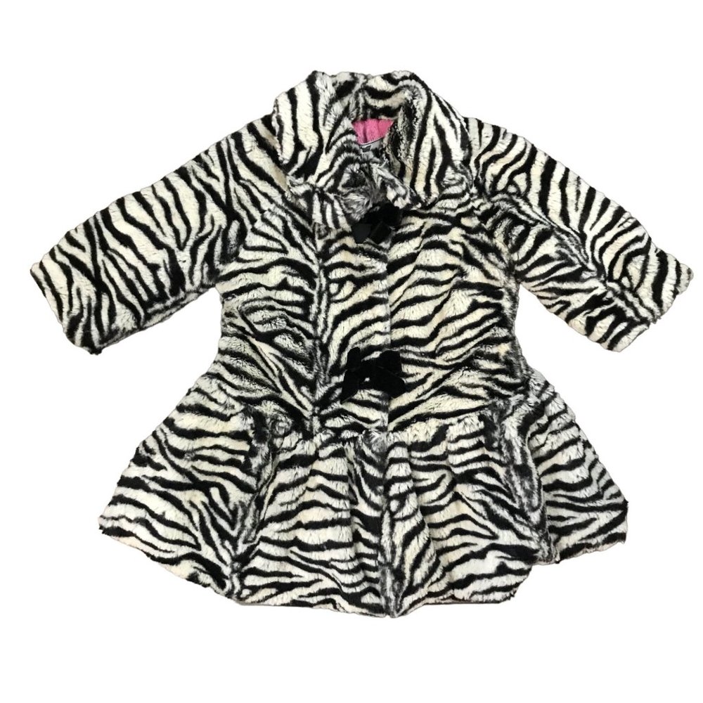 Widgeon Faux Fur Zebra Print Drop Waist Coat Baby Snap Closure‎ Soft 18 Months